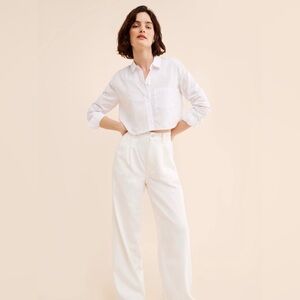Madewell ex boyfriend poplin button down crop blouse